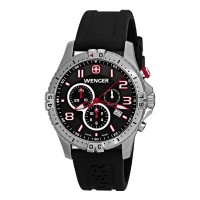 Wenger Squadron Chrono Black Dial Black Silicone Strap 77055
