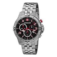 Wenger Squadron Chrono Black Dial Stainless Steel Bracelet 77056