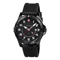 Wenger Squadron GMT Black Dial Black Silicone Strap 77073