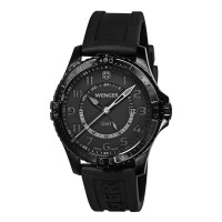 Wenger Squadron GMT Black Dial Black Silicone Strap 77074