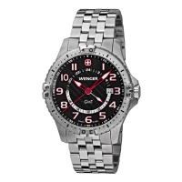 Wenger Squadron GMT Black Dial Stainless Steel Bracelet 77076