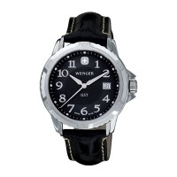 Wenger GST Black Dial Black Leater Strap 78235