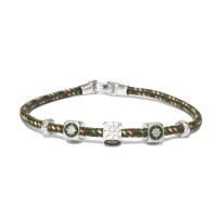 GREEN CORD BRACELET/925 SILVER ELEMENTS/ENAMEL BR-OCE01CR