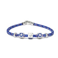 BLUE CORD BRACELET/925 SILVER ELEMENTS/ENAMEL BR-OCE02CR