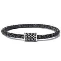 Black rhodium plated 925 silver bracelet br-rif03zb