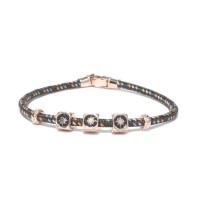GREY CORD BRACELET/925 SILVER ELEMENTS/ENAMEL BR-OCE06C0