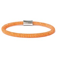 Fluo orange rubber & silver bracelet br-rif03kr