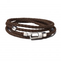 BROWN LEATHER & 925 SILVER BRACELET br-eldo03cr