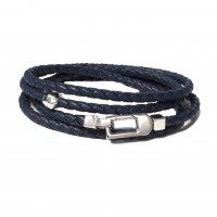 BLUE LEATHER & 925 SILVER BRACELET br-eldo04cr