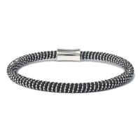 Black rubber & silver bracelet br-rif05kr