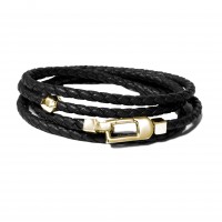 BLACK LEATHER & 925 SILVER BRACELET br-eldo01cy