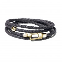 GREY LEATHER & 925 SILVER BRACELET br-eldo02cy