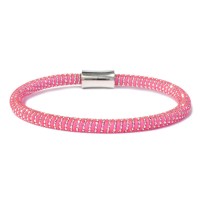 Fluo pink rubber & silver bracelet br-rif02kr
