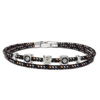 BLACK CORD BRACELET/925 SILVER ELEMENTS/ENAMEL BR-OCE04x2CR