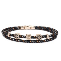 BLACK CORD BRACELET/925 SILVER ELEMENTS/ENAMEL BR-OCE04x2CO