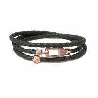GREEN LEATHER & 925 SILVER BRACELET br-eldo05bo
