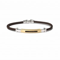 BROWN POLYESTER BRACELET WITH SILVER & YELLOW GOLD br-rialto03dy