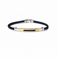 BLUE POLYESTER BRACELET WITH SILVER & YELLOW GOLD br-rialto04dy