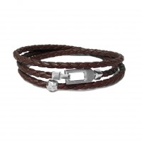 BROWN LEATHER & 925 SILVER BRACELET br-eldo03br