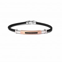 BLACK POLYESTER BRACELET WITH SILVER & ROSE GOLD br-rialto01do