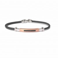 GREY POLYESTER BRACELET WITH SILVER & ROSE GOLD br-rialto02do
