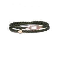 GREEN LEATHER & 925 SILVER BRACELET br-eldo05ao