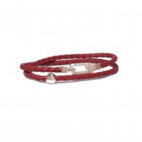 RED LEATHER & 925 SILVER BRACELET br-eldo06ao