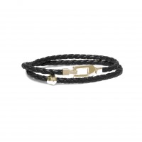 BLACK LEATHER & 925 SILVER BRACELET br-eldo01ay
