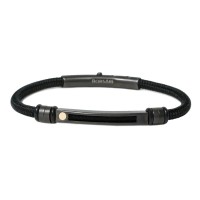 Black polyester, stainless steel clasp with rose gold screw brstpo120