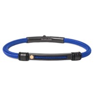 Blue polyester, stainless steel clasp with rose gold screw brstpo123