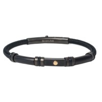 Black polyester, stainless steel clasp with rose gold screw brstpo126