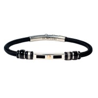 Black polyester, stainless steel clasp with rose gold screw brstpo100