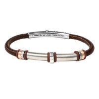 Brown polyester, stainless steel clasp with diamond brstpo138