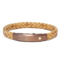 Sandy leather with PVD steel clasp w/rose gold screw brstpe004