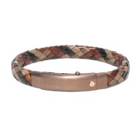 Jungle-mix leather with PVD steel clasp w/rose gold screw brstpe036