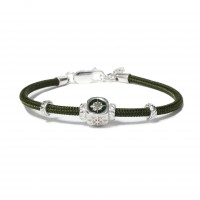 GREEN CORD BRACELET/925 SILVER ELEMENT/ENAMEL BR-OCE07C1GR