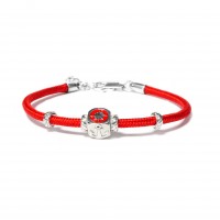 RED CORD BRACELET/925 SILVER ELEMENT/ENAMEL BR-OCE09C1GR