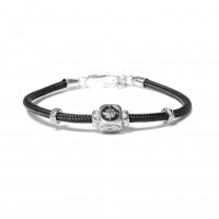 GREY CORD BRACELET/925 SILVER ELEMENT/ENAMEL BR-OCE11C1GR