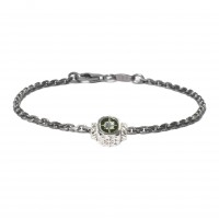925 SILVER BLACK BRACELET/ARMY GREEN ENAMEL BR-OCE53MR