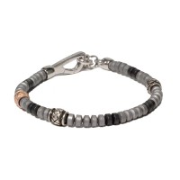 Grey/black hematite bracelet with 925 silver clasp br-tibet27