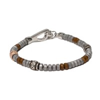 Grey/brown hematite bracelet with 925 silver clasp br-tibet28