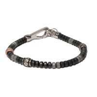 Black/grey hematite bracelet with 925 silver clasp br-tibet29