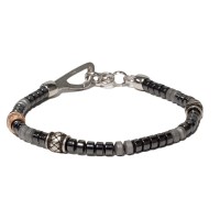 Black/grey hematite bracelet with 925 silver clasp br-tibet31