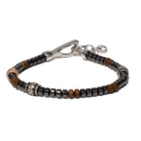 Black/brown hematite bracelet with 925 silver clasp  br-tibet32