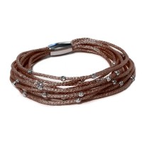 Brown colour multistrand bracelet with 925 silver beads br-venere05a