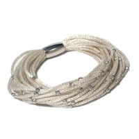 Silvered colour multistrand bracelet with 925 silver beads br-venere06a