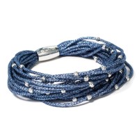 Blue colour multistrand bracelet with 925 silver beads br-venere07a