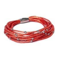 Red colour multistrand bracelet with 925 silver beads br-venere12a