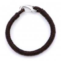 Inox Men's Coil Leather Bracelet With Steel Latch