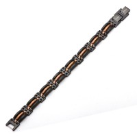 Inox Men's IP Black & IP Cappuccino Triple Bar Bracelet
